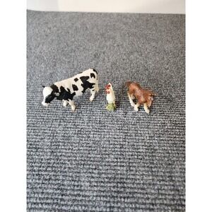 Schleich Horse Cow Chicken Lot Of 3 Farm Animals